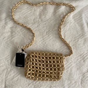 Mango. Beaded Wood Crossbody Bag.